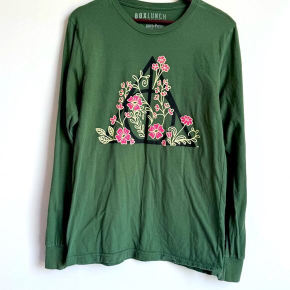 BoxLunch Men's Harry Potter 100% Cotton Long Sleeve Deathly Hallows Shirt Small - Picture 1 of 8
